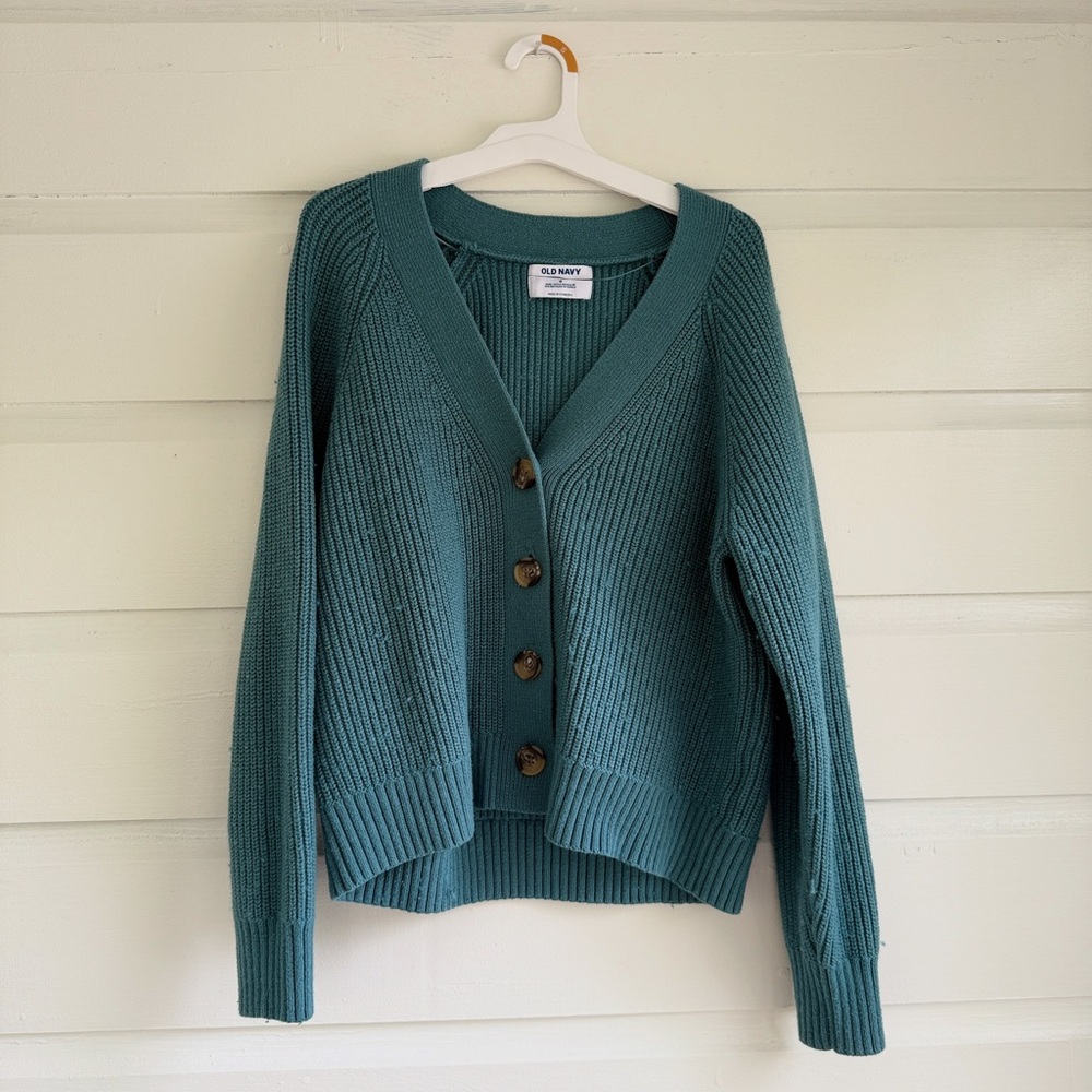 Old Navy Teal Ribbed Cardigan